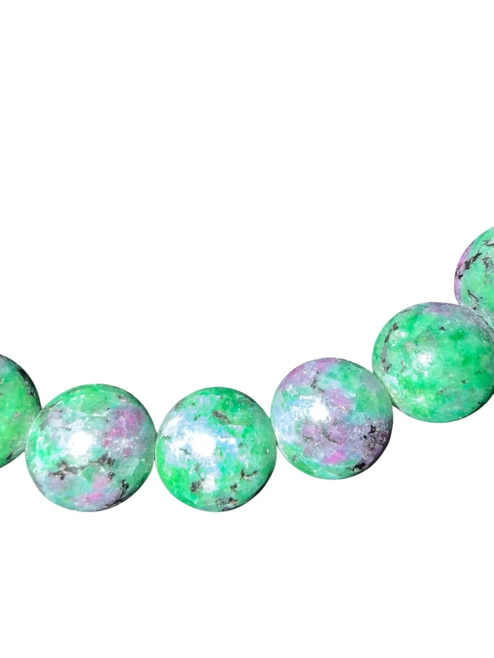 DJOY 925 S. Silver Gemstone Bead Necklace Lot 2 Ruby Zoisite & Red Gemstone 16